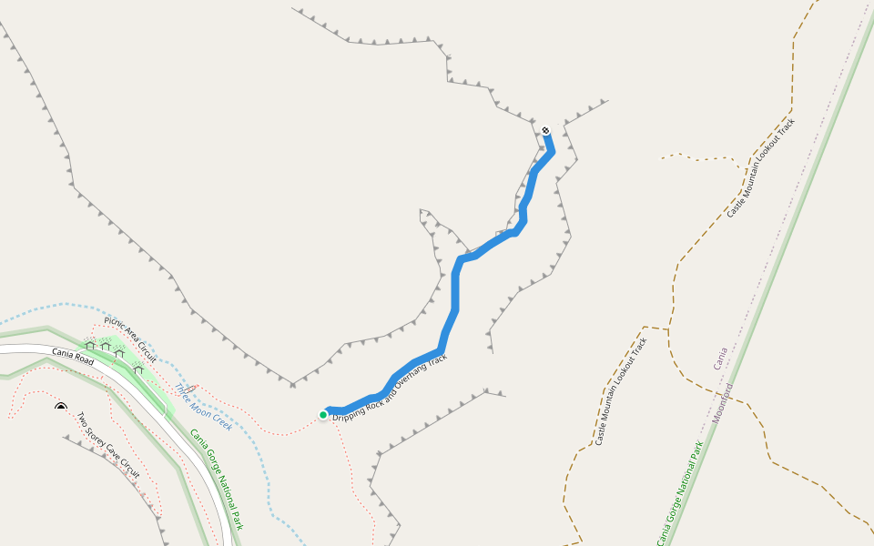 Dripping Rock and Overhang Track walking route map in Moonford