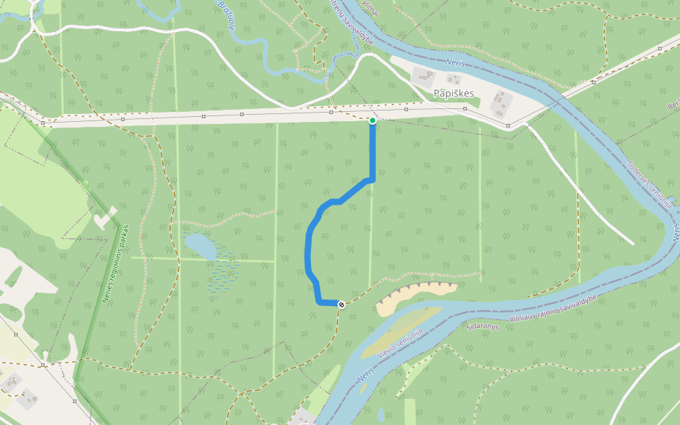 Apžėlęs takelis walking route map in Papiškės