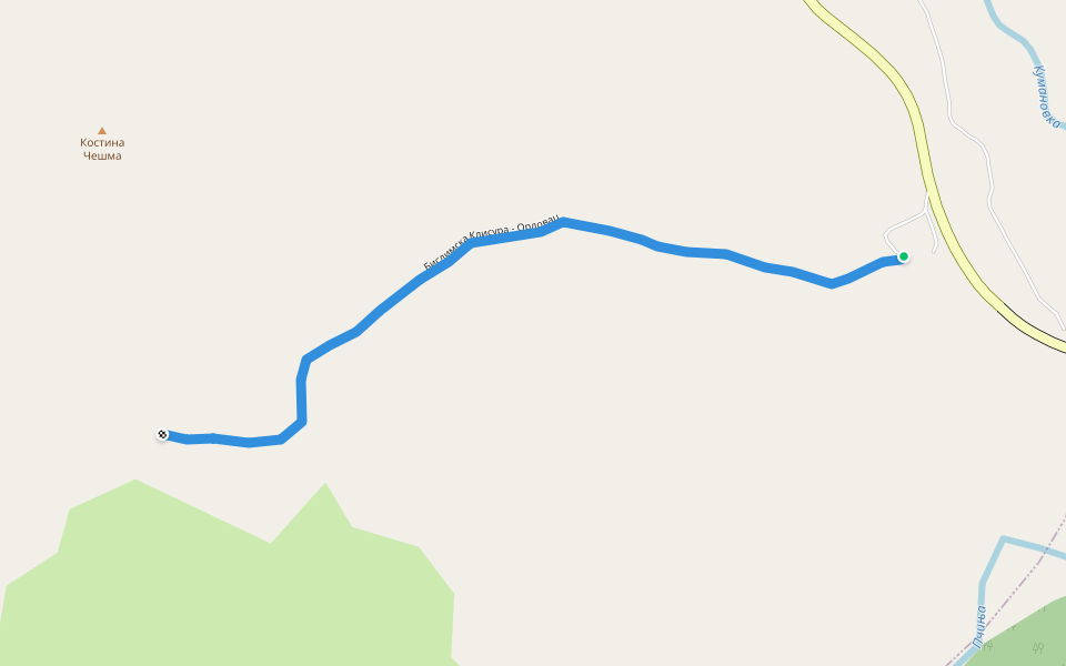 Бислимска Клисура - Орловац walking route map in Dobroshane