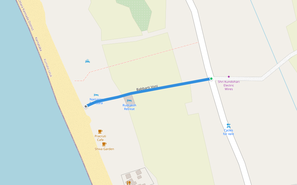 Babbarti Voni walking route map in Gokarna