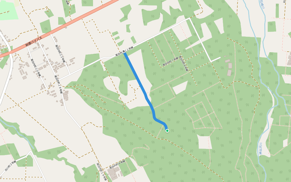 尾白内町６号線 walking route map in Mori