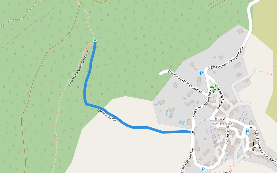 Chemin du Plo walking route map in La Tour-sur-Orb