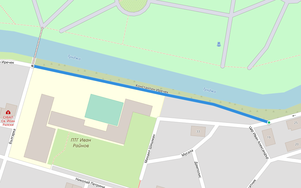 Константин Иречек walking route map in Yambol