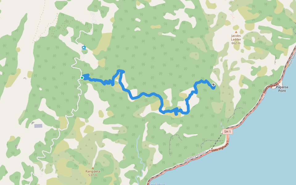Seaview Valley Track walking route map in Seaward Valley
