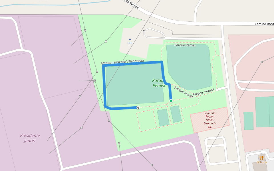 Estacionamiento Villafloresta walking route map in Playas de Rosarito