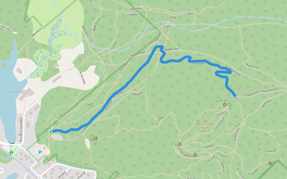 Rustique walking route map in Val-David