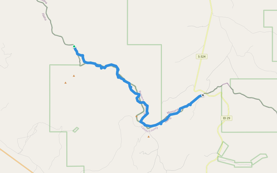 Continental Divide Trail walking route map in Leadore