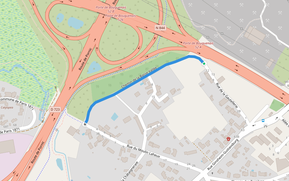 Chemin de la Basse Vallée walking route map in Bouguenais