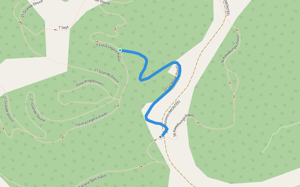 57 La Veuse (haut) walking route map in Bromont