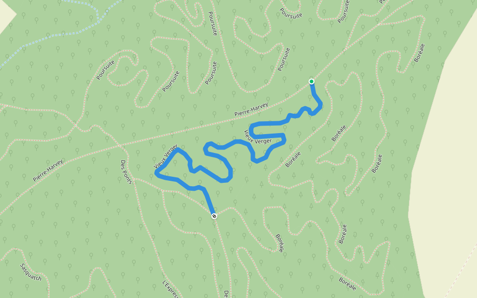 Vieux Verger walking route map in Oka
