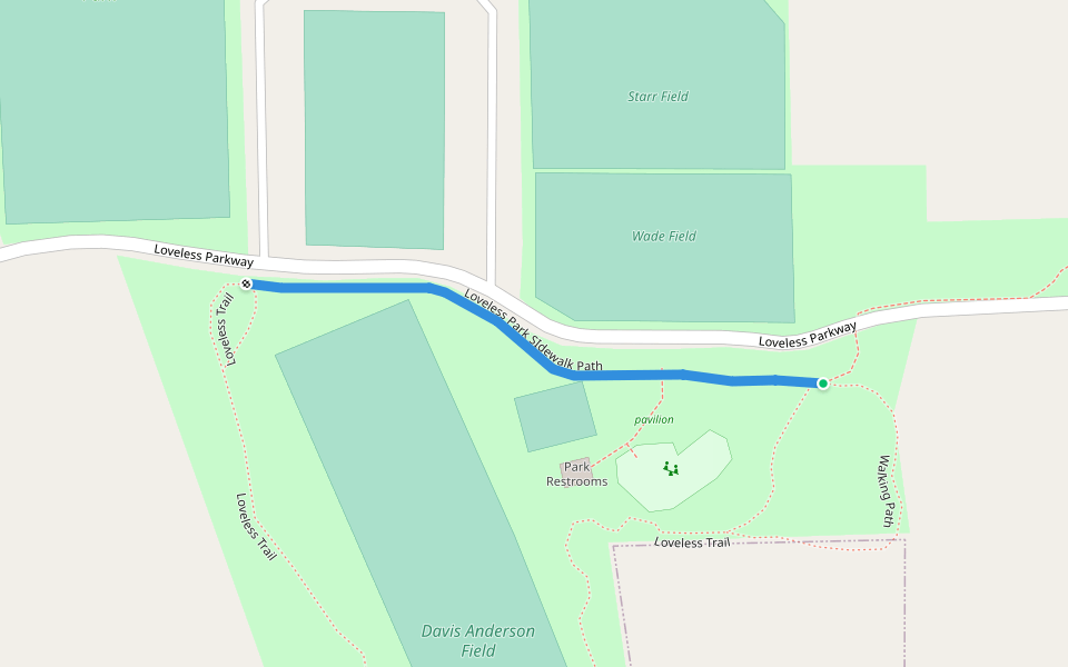 Loveless Park SIdewalk Path walking route map in Carlinville