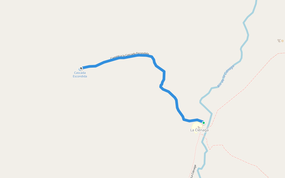Camino a la Cascada Escondida walking route map in Tafí del Valle