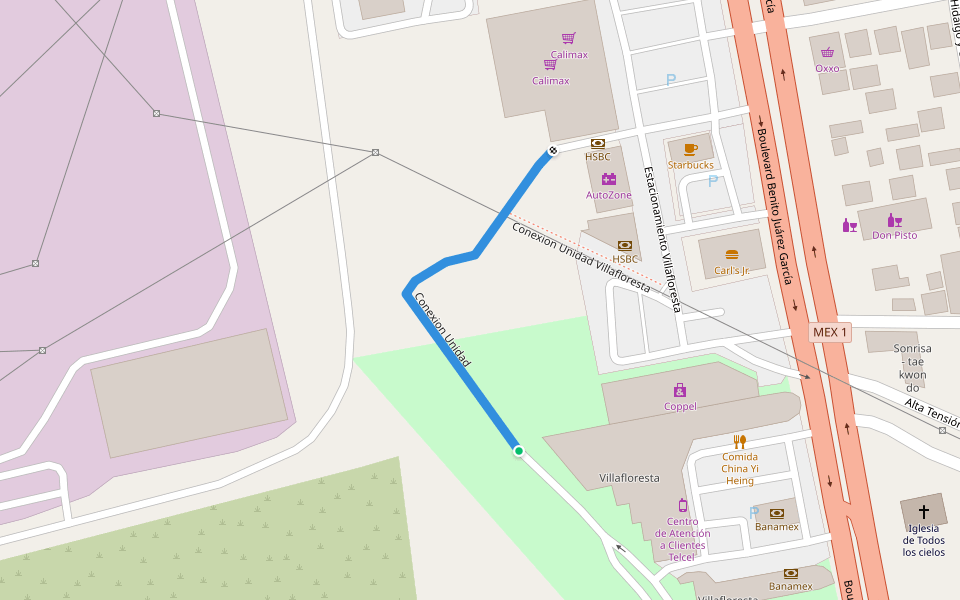 Conexion Unidad walking route map in Playas de Rosarito