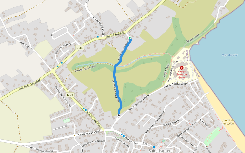 Chemin des Faudours walking route map in Plérin