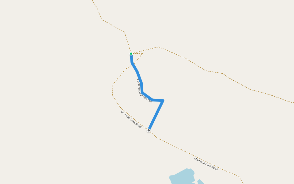 Continental Divide Trail walking route map in Dillon