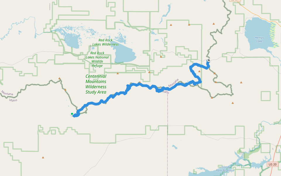 Continental Divide Trail walking route map in Lima