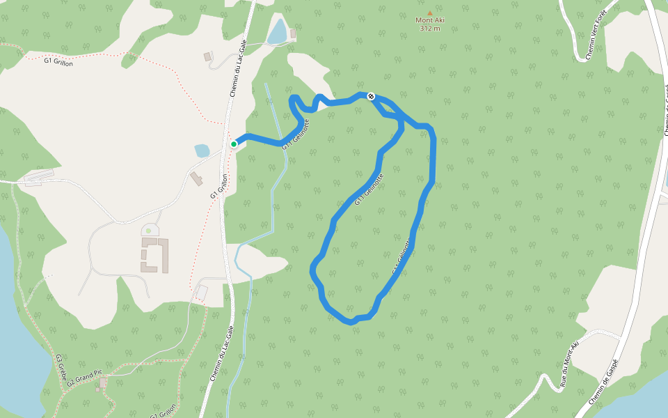 G11 Gélinotte walking route map in Bromont