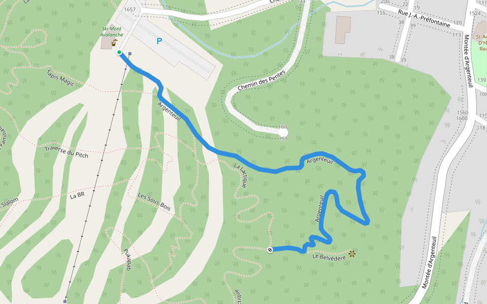 Argenteuil walking route map in Saint-Adolphe-d'Howard