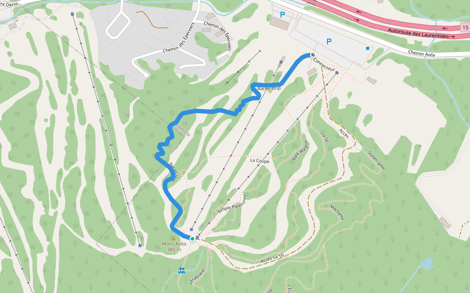 Bacon strip walking route map in Piedmont