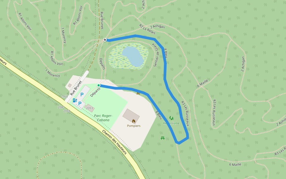 8 Bleu walking route map in Saint-Hippolyte