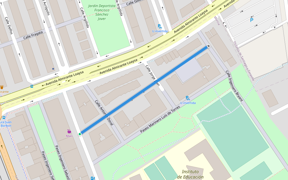 Calle Cosmógrafo Diego Pérez walking route map in Murcia