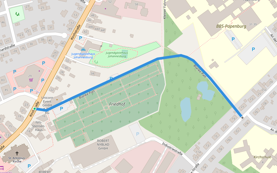 Blanke-Patt walking route map in Papenburg
