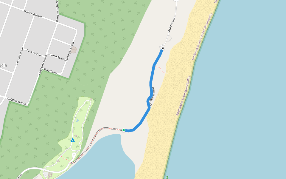 Old Beach Road walking route map in Saint Lucia
