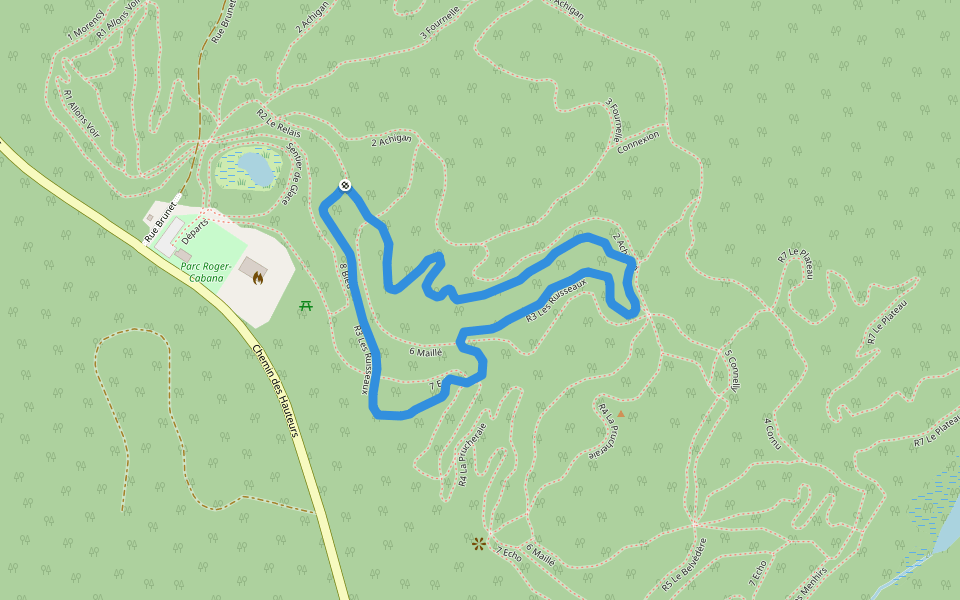 R3 Les Ruisseaux walking route map in Saint-Hippolyte