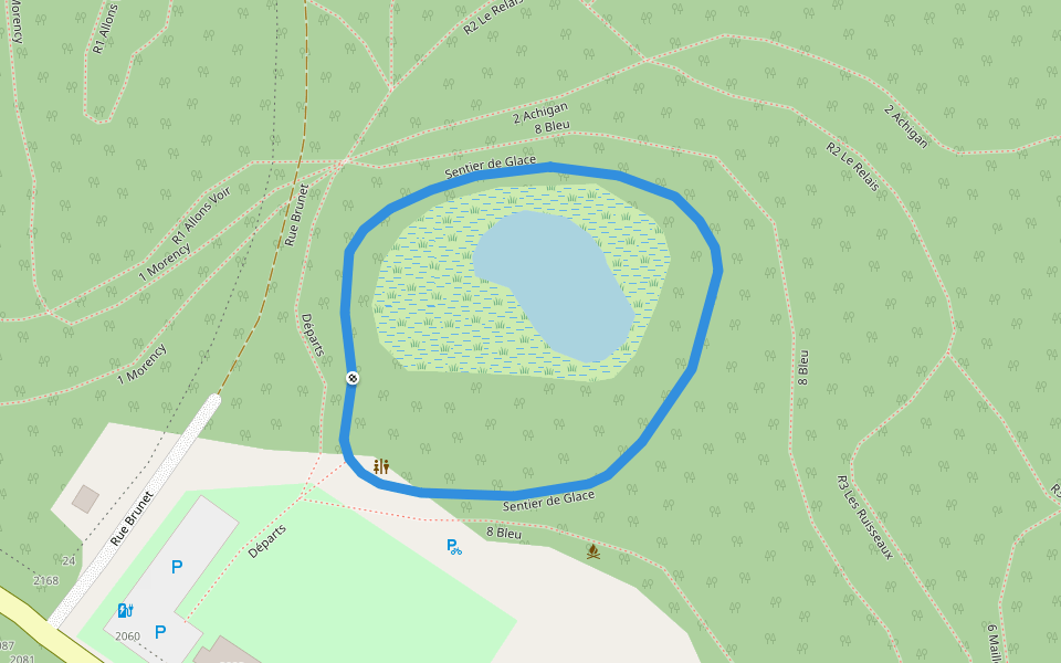 Sentier de Glace walking route map in Saint-Hippolyte