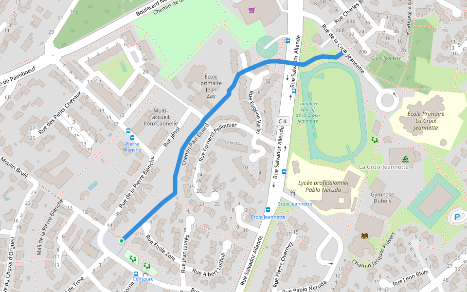 Chemin Paul Éluard walking route map in Bouguenais