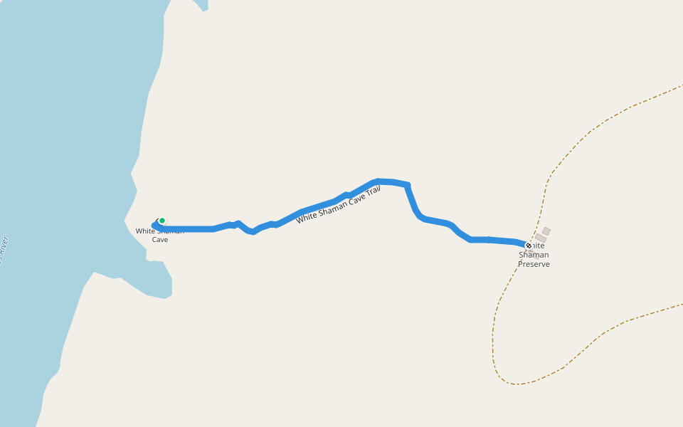 White Shaman Cave Trail walking route map in Comstock