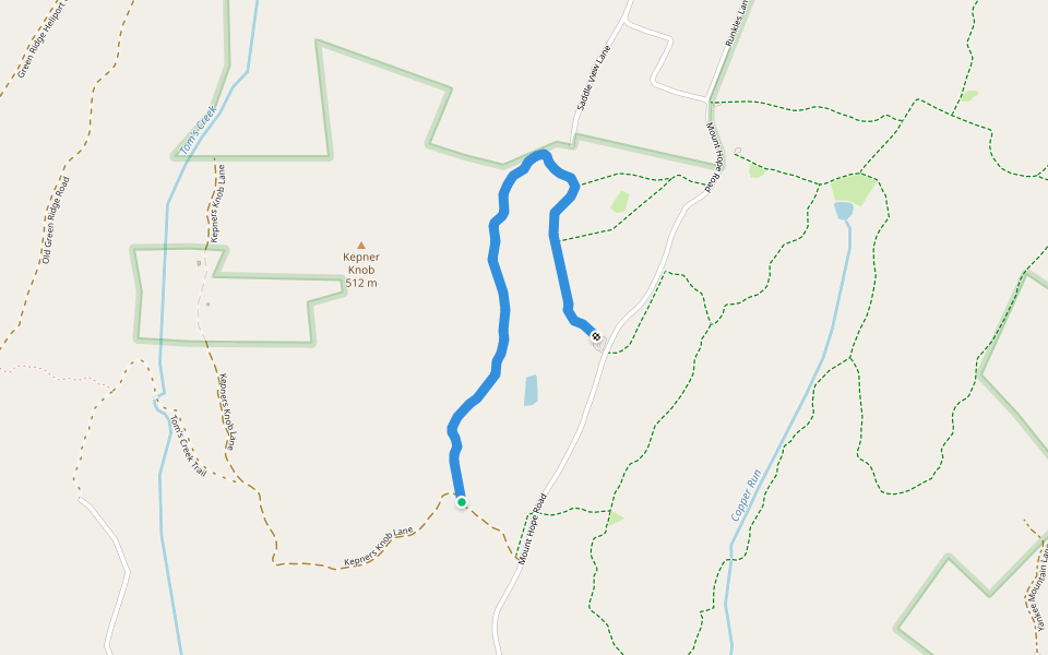 Kepnars Knob Trail walking route map in Fairfield