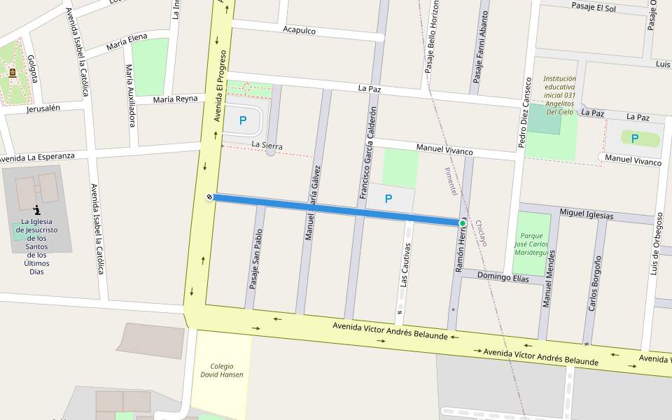 Marcavalle walking route map in Chiclayo