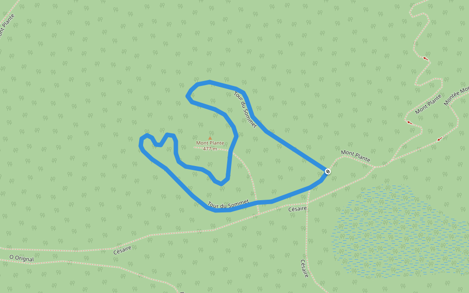 Tour du Sommet walking route map in Val-David