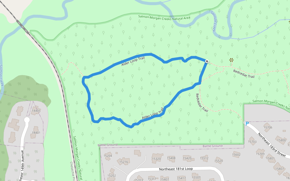 Alder Loop Trail walking route map in Brush Prairie