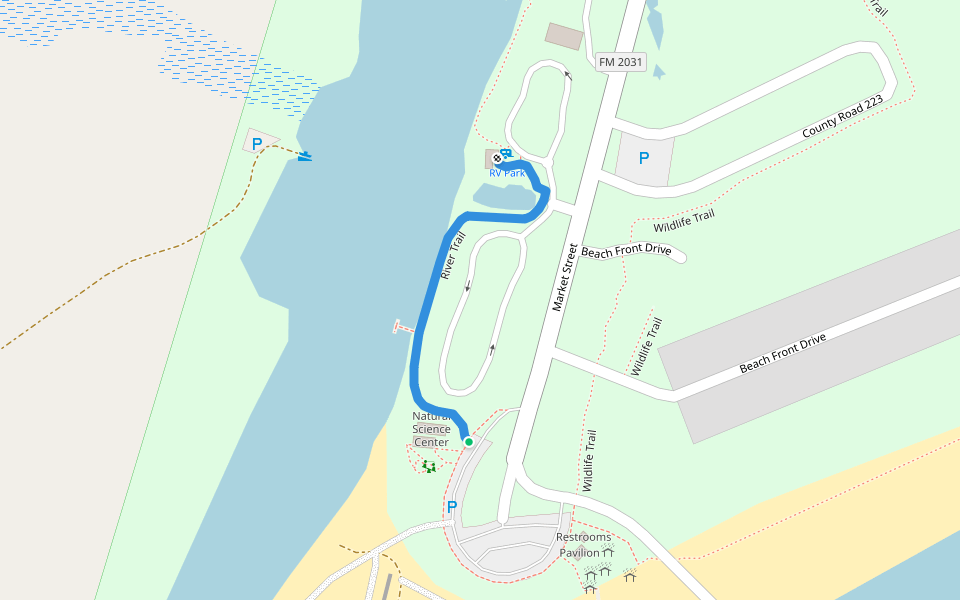 River Trail walking route map in Matagorda