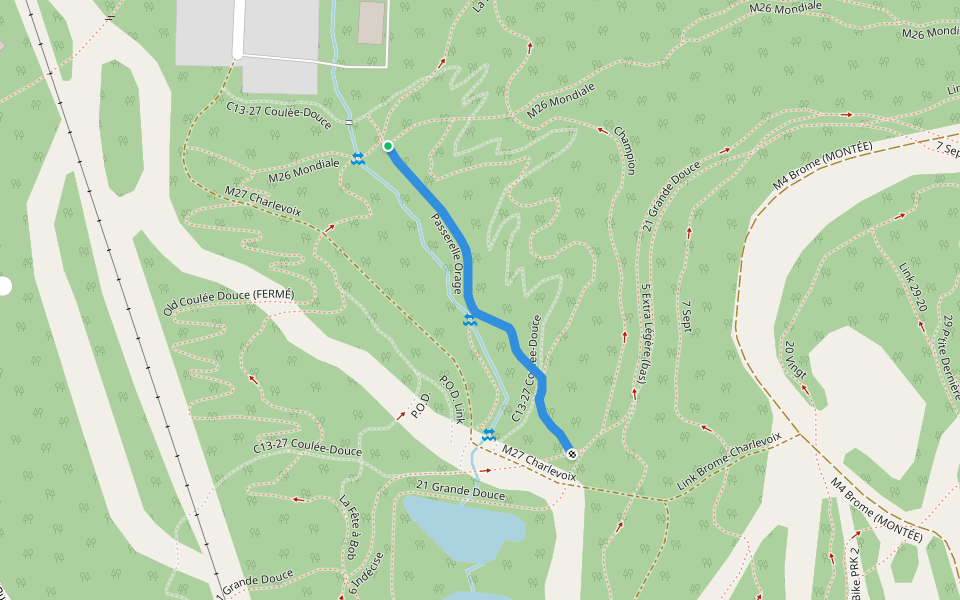 Passerelle Orage walking route map in Bromont