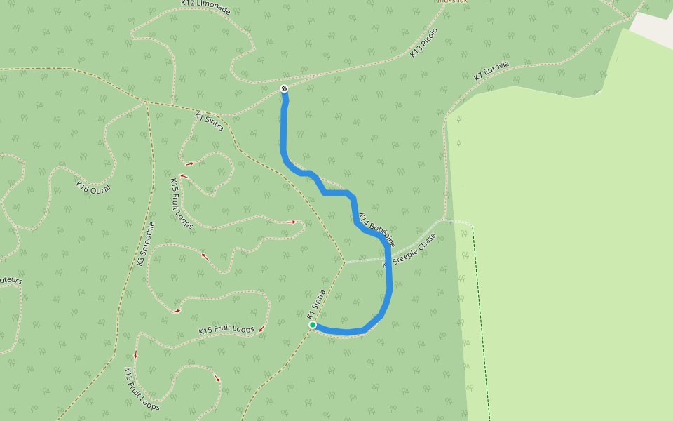 K14 Bobépine walking route map in Bromont