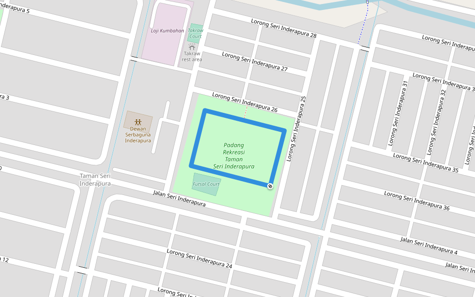 Padang Rekreasi Inderapura Walking Trail walking route map in Kuantan