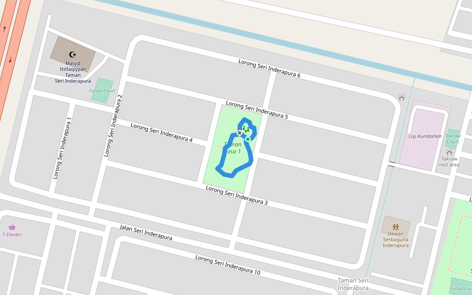 Taman Fasa 1 Walking Trail walking route map in Kuantan