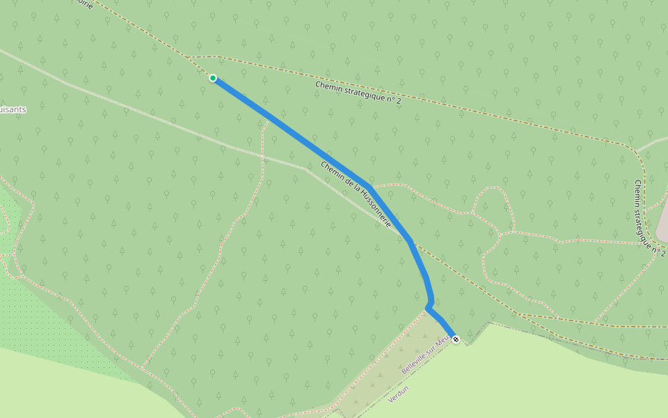 Chemin de la Hussonnerie walking route map in Belleville-sur-Meuse