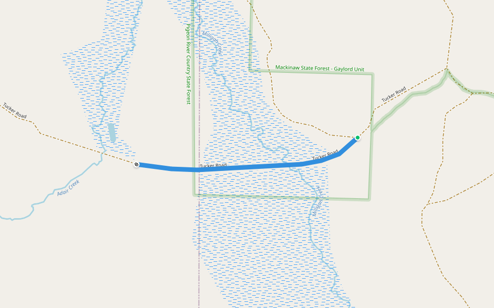 Tucker Road walking route map in Afton