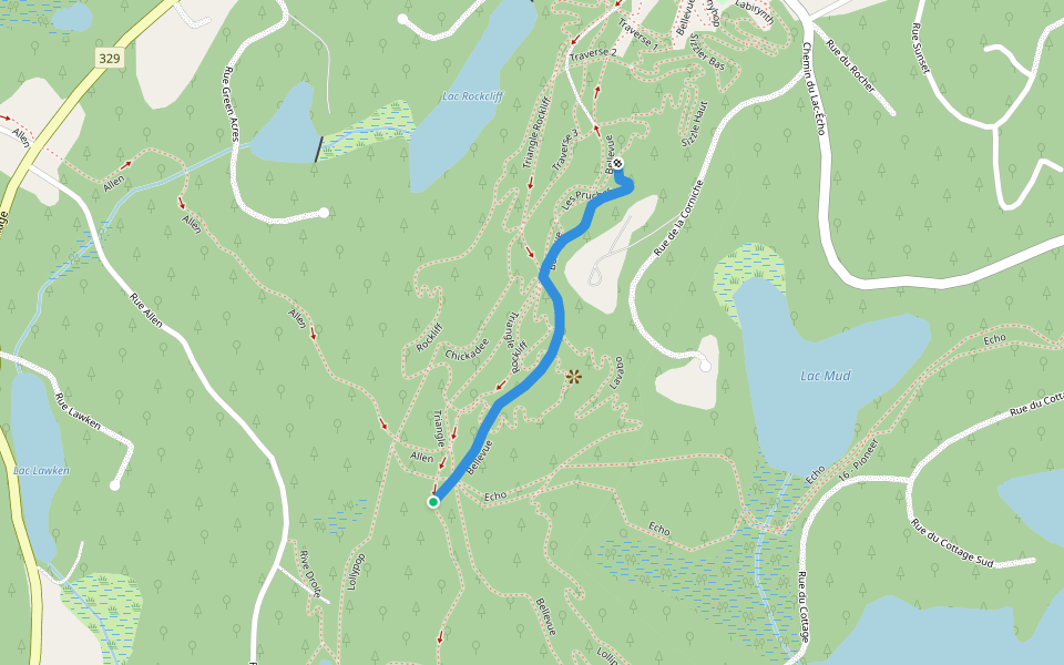 Bellevue walking route map in Morin-Heights