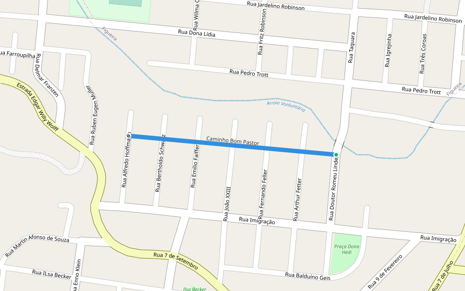 Caminho Bom Pastor walking route map in Igrejinha