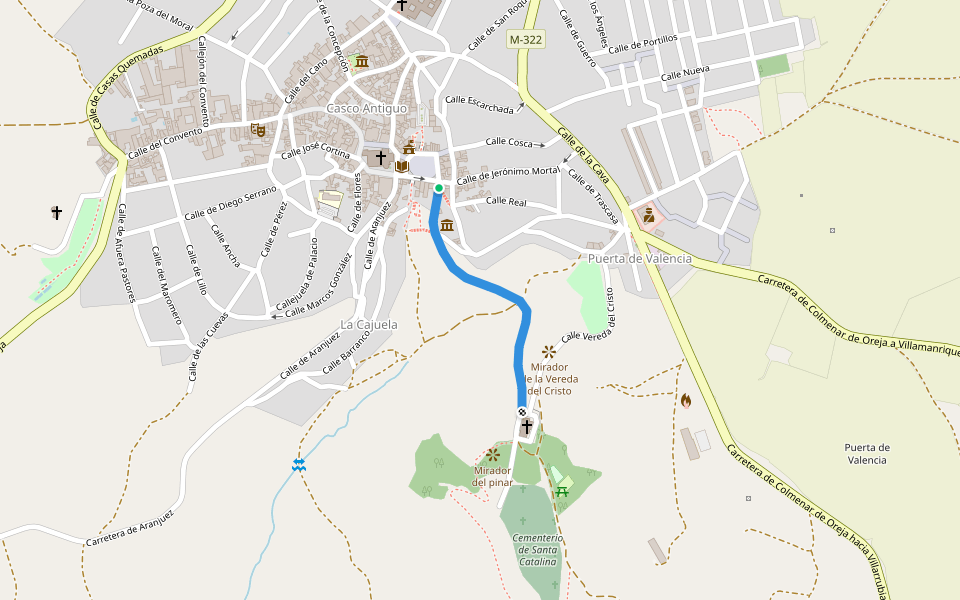 Camino del Cristo walking route map in Colmenar de Oreja