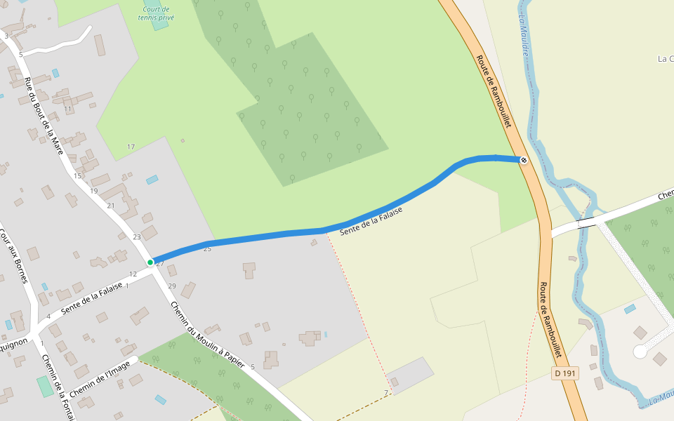 Sente de la Falaise walking route map in Montainville