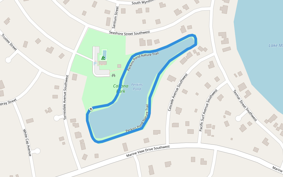 Perkins Pond Nature Trail walking route map in Ocean Shores