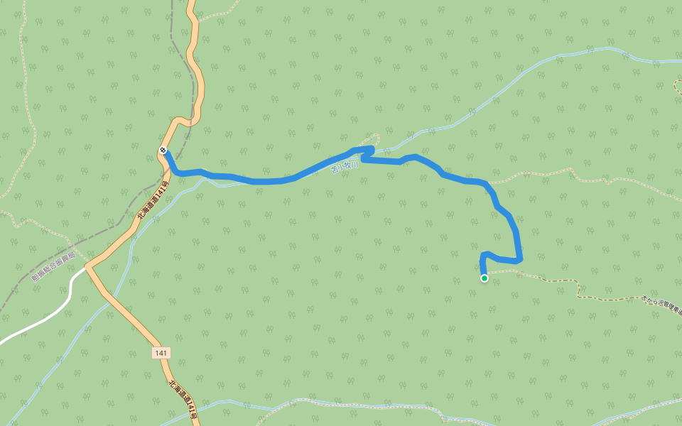 大から沢連絡線林道 walking route map in Tomakomai