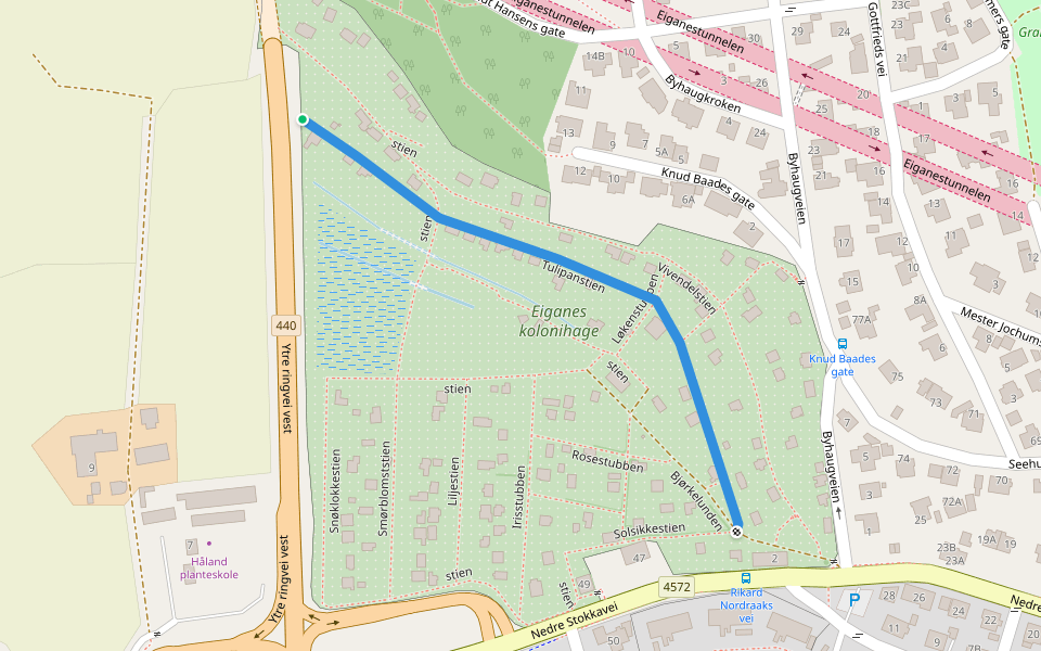 Tulipanstien walking route map in Stavanger