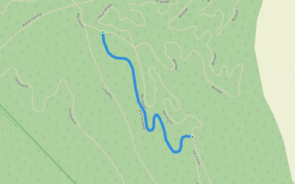 À la Sauvette walking route map in Oka